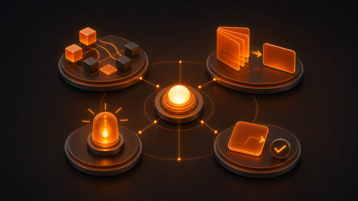 Peças 3D conectadas para representar inteligência artificial aplicada ao trabalho
